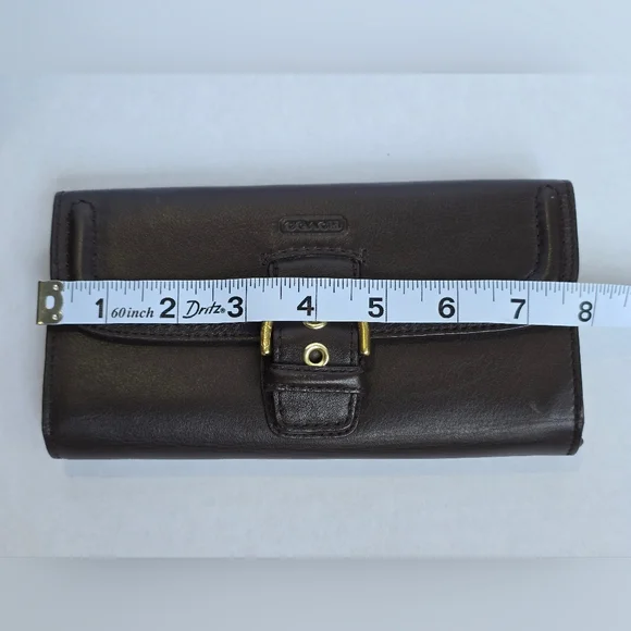 Vintage Coach Chocolate Brown Leather Trifold Wallet - Picture 5 of 6
